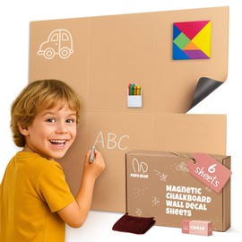 Magnetic Wall Decal for Kids – Peel and Stick Chalkboard for Playroom – 6 Customizable Magnet Sheets – Modular Board Set with Chalk and Tangram Puzzle for Sensory Play – Arch Wallpaper Alternative