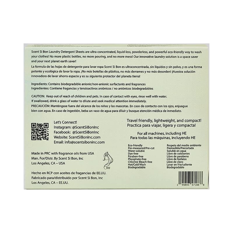 Scent Si Bon Luxury Scented Laundry Detergent Sheets, 60 Loads,