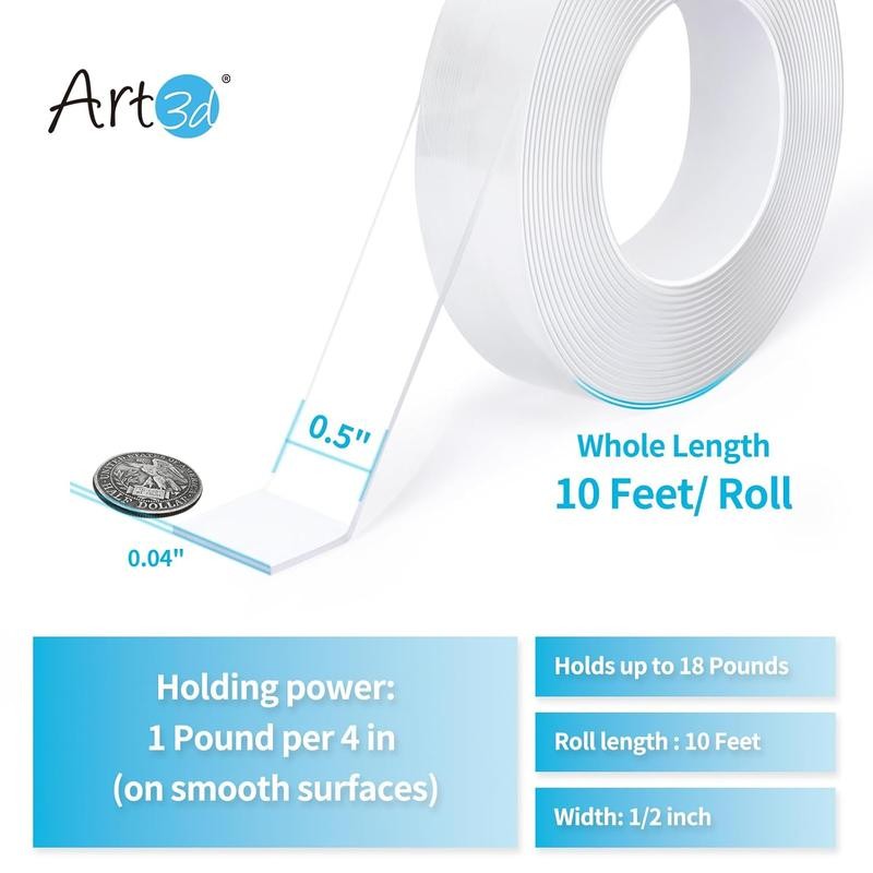 Double-Sided Tape (10FT) Mounting Tape, Multipurpose Removable Adhesive Foam Tape,