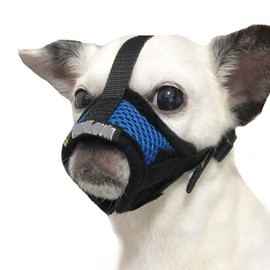 MoiiLavin Dog Muzzle for Small Dogs XS for Grooming Barking Chewing, Barkless Soft Mesh Muzzles to Prevent Eating Poops,Best for Aggressive Dogs(Comfy-Blue)