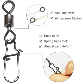 Rolling Barrel Swivel Snaps, 210pcs With Nice Snaps High Strength Copper and Stainless Steel Fishing Line Connector Tackle Kit for Saltwater Freshwater