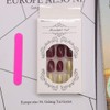 Yienate False Nails Red Round Head Gold Dust French Nails