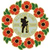 Poppy Car Window Sticker with Soldier and Wreath - in