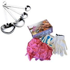 LavaLock Disposable Nitrile BBQ Gloves with Cotton Liners for Outdoor Cooking Grilling Smokers and Barbecue Competition, Chef or Kitchen use (Medium 50 Count Pink with Spoons)