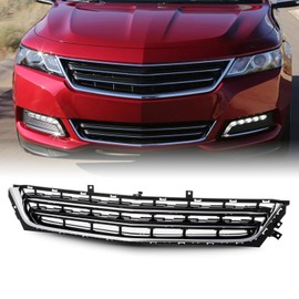 AKKON - Fits 2014-2020 Chevy Impala LT Front Upper Center Grille Assembly Chrome/Black ABS Plastic w/o Midnight Black Package