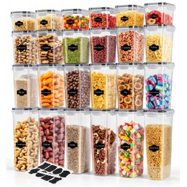 KICHLY Airtight Food Storage Containers With Lids (24 Pack) - Pantry Organizers and Storage - Pantry Storage Or Kitchen Storage Containers - Ideal for Pasta or Cereal Containers
