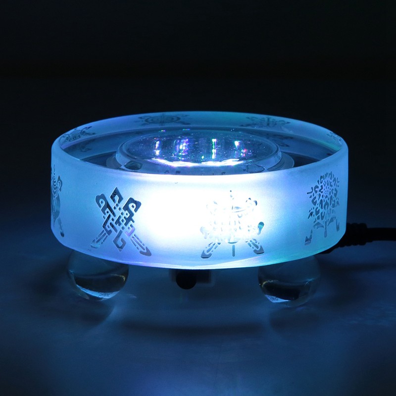 Beautiful Pattern Mini Crystal LED Light Base Buddha Display Stand