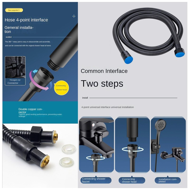 Universal Shower Hose Pipe Head Tap Hoses 1.5m Long Smooth