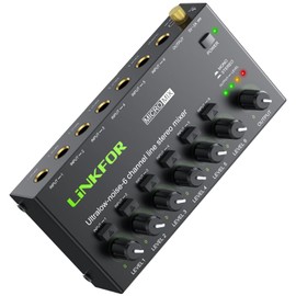 LiNKFOR 6 Channel Mini Stereo Audio Mixer Ultra Compact Audio Mixer Independent Volume Control for Mixing, DC 5V Type-C Mini Audio Mixer with Power Supply Audio Cable - Ultra Low Noise