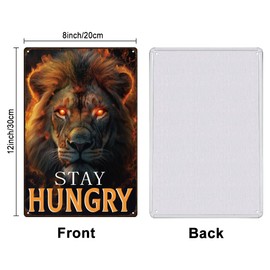 SUPERDANT Lion Metal Signs Funny Quotes Tin Sign Stay Hungry Wall Plaques Funny Signs and Plaque Man Cave Sign Vintage Wall Art for Bar Pub Man Cave Living Room Bedroom Vintage Decor