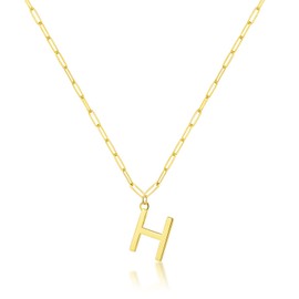 Momlovu Gold Initial Necklace for Women Girls -18K Gold Plated Chain Necklaces for Women - Meaningful Initial Necklace for Women Paperclip Gold Necklace for Women - Gold Jewelry Gifts for Women Girls Letter H