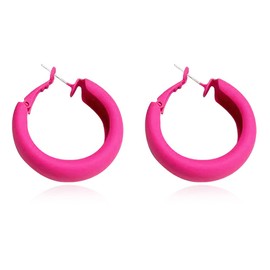 DIYANMMY Retro Fashion Exaggerated Geometric Large Round Pink Hoop Earrings Candy Color Earrings for Woman Party Jewelry (Pink Hoop Earrings)