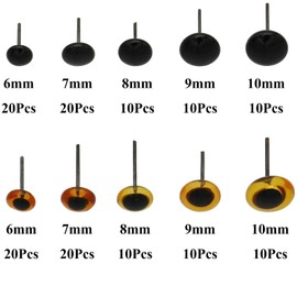 140Pcs Needle Felting Eyes 6-10mm Mini Glass Amber with Black Eyes Kits for Toy Teddy Puppets Dolls Wool Felting Crafts