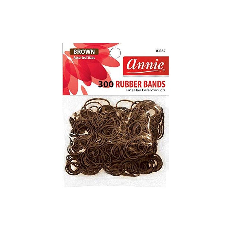 Annie 300 Rubber Bands Assorted Size Brown 3154