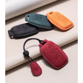 GLXKITVL Suitable for Range Rover Suede Leather Key Fob Cover with Keychain Key Shell Compatible with Range Rover Evoque Velar Sport Discovery Freelander2 LR4 Sport and Jaguar XF XJ XE F-PACE F-TYPE