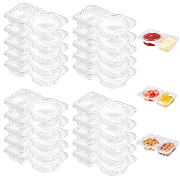 Luoqun88 Double Compartment Condiment Containers, Reusable Snack Pack Container, Portable