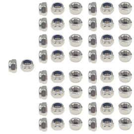304 Stainless Steel Hex Nut Nylock Locknuts A2-70 (50, M5-Pitch 0.8)