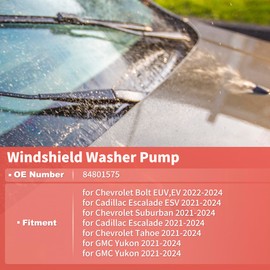 REPAIROCK No.84801575 Windshield Washer Pump W/Grommet for Cadillac Escalad ESV for Chevy Bolt EUV EV Suburban Tahoe for GMC Yukon XL Windshield Washer Fluid Pump