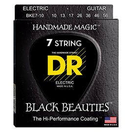 DR Strings BKE7-10 Black K3 Coated 7-String Electric Strings - Medium, 10-56