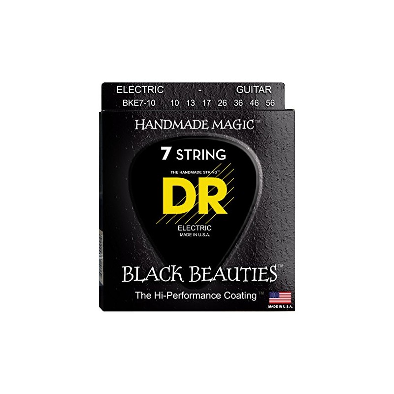 DR Strings BKE7-10 Black K3 Coated 7-String Electric Strings -