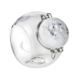Amici Pet Marble Paw Jar Storage Canister, Clear Glass Body with Painted Ceramic Hermetic Lid, 72 fl oz