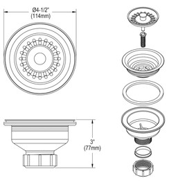 Elkay LKQS35 3-1/2" Basket Strainer - Greystone