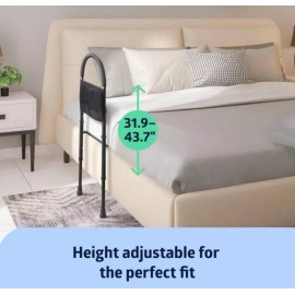 Medline Bed Assist Rail for Elderly Safety Bedside Assist Bar &  Pocket Storage Diabled
