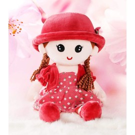 ITODA Cute Rag Doll Soft Cuddly Stuffed Toy Companion Toys Beautiful Ragdoll Princess Plush Dolls with Hat Skirt Christmas Birthday Gift 35CM