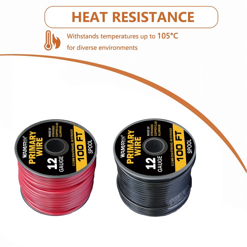 Wamarin 12 Gauge Wire Combo, 2 Colors, 200ft Total, Copper
