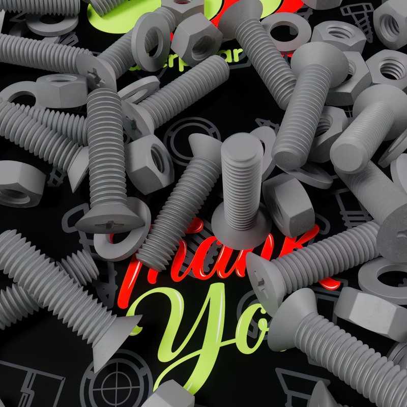 20 x Grey Countersunk Screws Polypropylene (PP) Plastic Nuts and