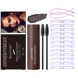 Eyebrow Stamp, Eyebrow Stencils, Eyebrow Stamp Stencil kit, One Step Brow Stamp, 12 Reusable Eyebrow Template With Strap, 2 Eyebrow Pen Brushes(Brown)