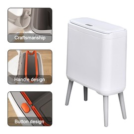 Trash Can with Lid Tall Trash Can 5-Liter Garbage Can Suitable for Rubber Bins in Kitchens, Living Rooms, Bedrooms, and Offices(White)