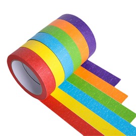 BRITECO 8 Rolls Rainbow Masking Tape Set - 8 Vibrant Colors, 15mm x 5m Colored Craft Tape for DIY, Arts, Labeling, and Decorative Projects