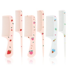 6 Pcs Baby Comb, Toddler Comb for Toddler Girl ＆ Boy, Fine Tooth Rat Tail Combs, Detangling Brush, Plastic Combs for Curly Straight Long Hairs (Blue+Pink)