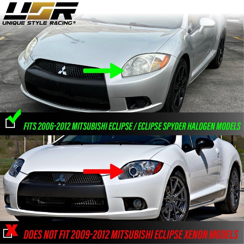 DEPO UPGRADE Black Replacement Front Headlights (Left + Right) Compatible