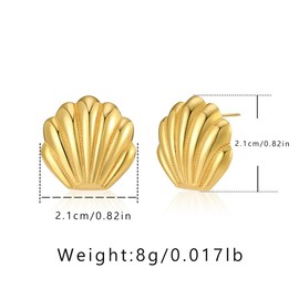 Minimalist 18K Real Gold Plated Seashell Stud Earrings for Women Dainty Shell Hypoallergenic Earrings Fashion Trendy Beach Summer Jewelry Birthday Gift Mom