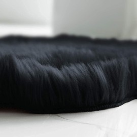 FLMAIPU Faux Sheepskin Car Seat Cover-Fluffy Fuzzy Soft Auto Seat Cushion for Automotive Universal Fits Most Car SUV Truck Minivan, Women 1pc (Black)