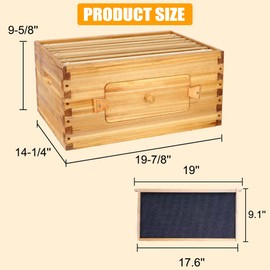 BeeCastle 8 Frame Deep Bee Hive Box, Langstroth Beehive Box Dipped in 100% Natural Beeswax, with Beehive Frames and Beeswaxed Foundations (Unassembled)