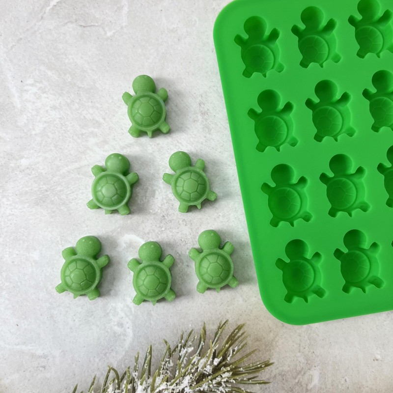 Silicone Turtle Candy Molds, 2-Pack Green Ice Cube Trays, 28-Cavity