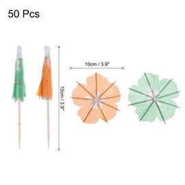 MECCANIXITY 50 Pcs Petal Drink Umbrellas Cocktail,3.9 Inch Cocktail Picks Toothpicks Colorful Mini Paper Umbrellas for Drinks Cupcake Beach Party Decorations