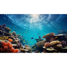 Under The Sea Fish Tank Background Deep Ocean Coral Reef Aquarium Background Undersea Rock Cave Sunray Terrarium Background Tropical Fish Ocean Aquarium Backdrop For Fish Tank Background 24x12in