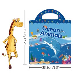 Puffy Stickers Books Big Size Reusable Cute Colorful Playful Portable Kids Educational Parent-Child DIY Toys Waterproof No Cuts for Accompanying Children Cultivating Intelligence (Ocean Animals)