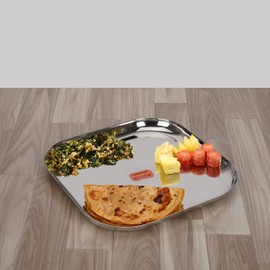 Sumeet Stainless Steel Modern Square Shape Plate Set of 3pcs, 22.5cm Dia
