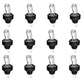 Nola Hut Plastic Free Flow Black Liquor Pourer, bar cart alcohol bottles accessories, liquor bottle pour spout, booze shot pourer dispenser Pack of 12 (Clear white)