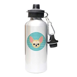 Mystic Sloth Adorable Dog Breed Design 20oz Aluminum Water Bottle with Carabiner and Choice of Lids (Silver, Chihuahua)