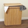 Home Basics 2 Compartment Foldable Rectangle Bamboo Hamper with Liner