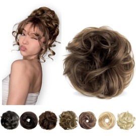 Charmele Messy Bun Hair Piece Human Hair, Human Hair Bun for Women Dark Brown And Blonde