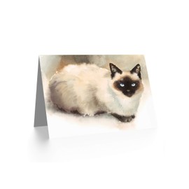 Wee Blue Coo Cat Ragdoll Watercolour Greeting Card With Envelope Inside Premium Quality