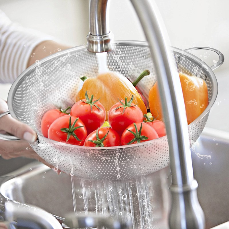 Herogo Colander Stainless Steel Set of 3, Micro-Perforations Colanders with