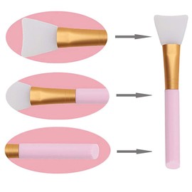 Silicone Face Mask Brush Set, Professional Cosmetic Applicator with Gold Handle, Pastel Pink Blue Yellow Colors, 5.5 Inch Length, 3 Pack Facial Mask Beauty Tools